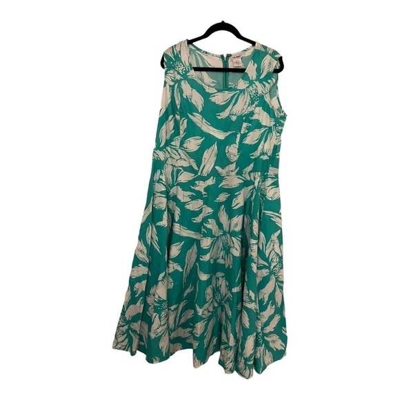Vicki Wayne Green Floral Sleeveless Dress 18W - Picture 1 of 6